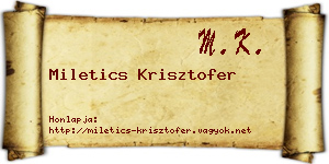 Miletics Krisztofer névjegykártya